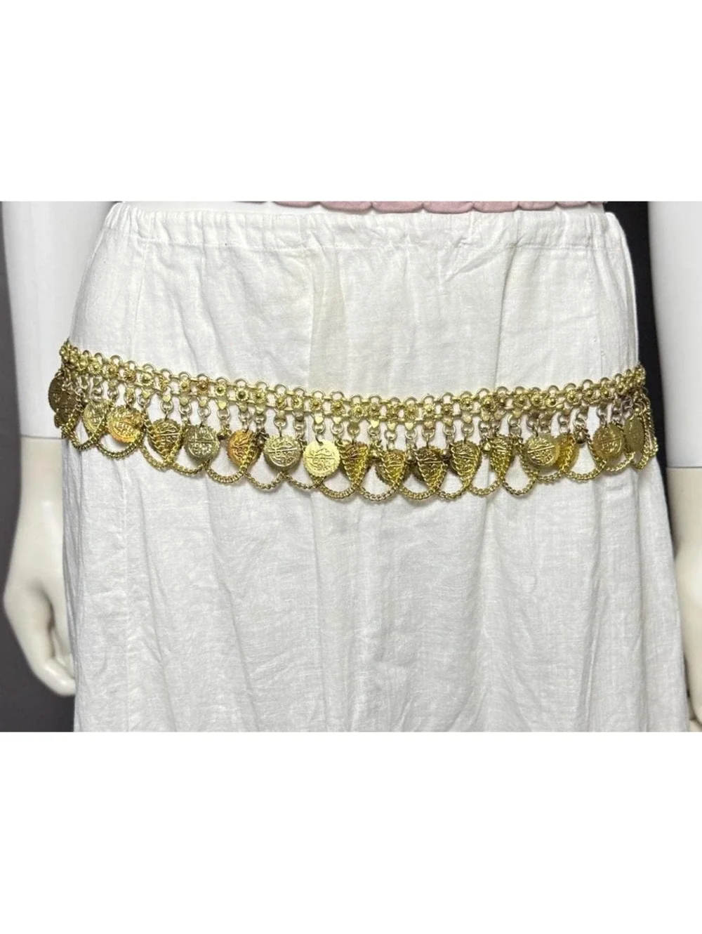 Vintage Gold Chain Belt with Egyptian Coins and Jingle Balls 38